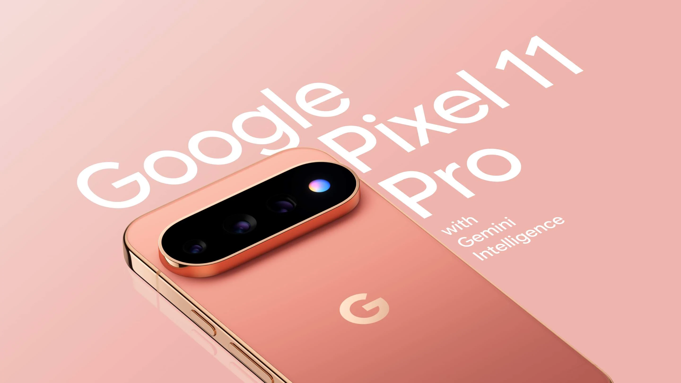 Google Pixel 11 Pro e Pixel 11 Pro XL nei colori Canyon e Fog, fronte e retro, su fondo bianco